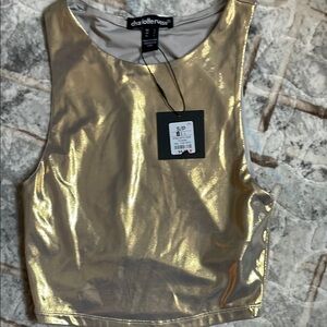 Charlotte Russe Gold Fitted Crop Tank Top